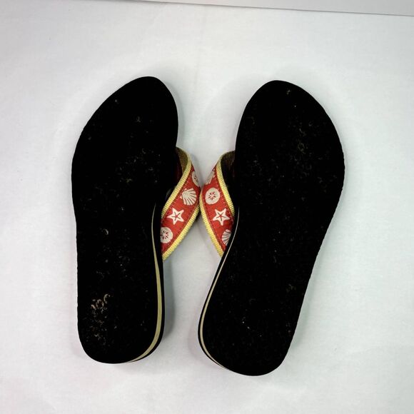 LL Bean Nubuck Seashells Flip Flop Slide Sandals Strap Comfy Womens Summer - Picture 4 of 9